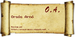 Orsós Arnó névjegykártya